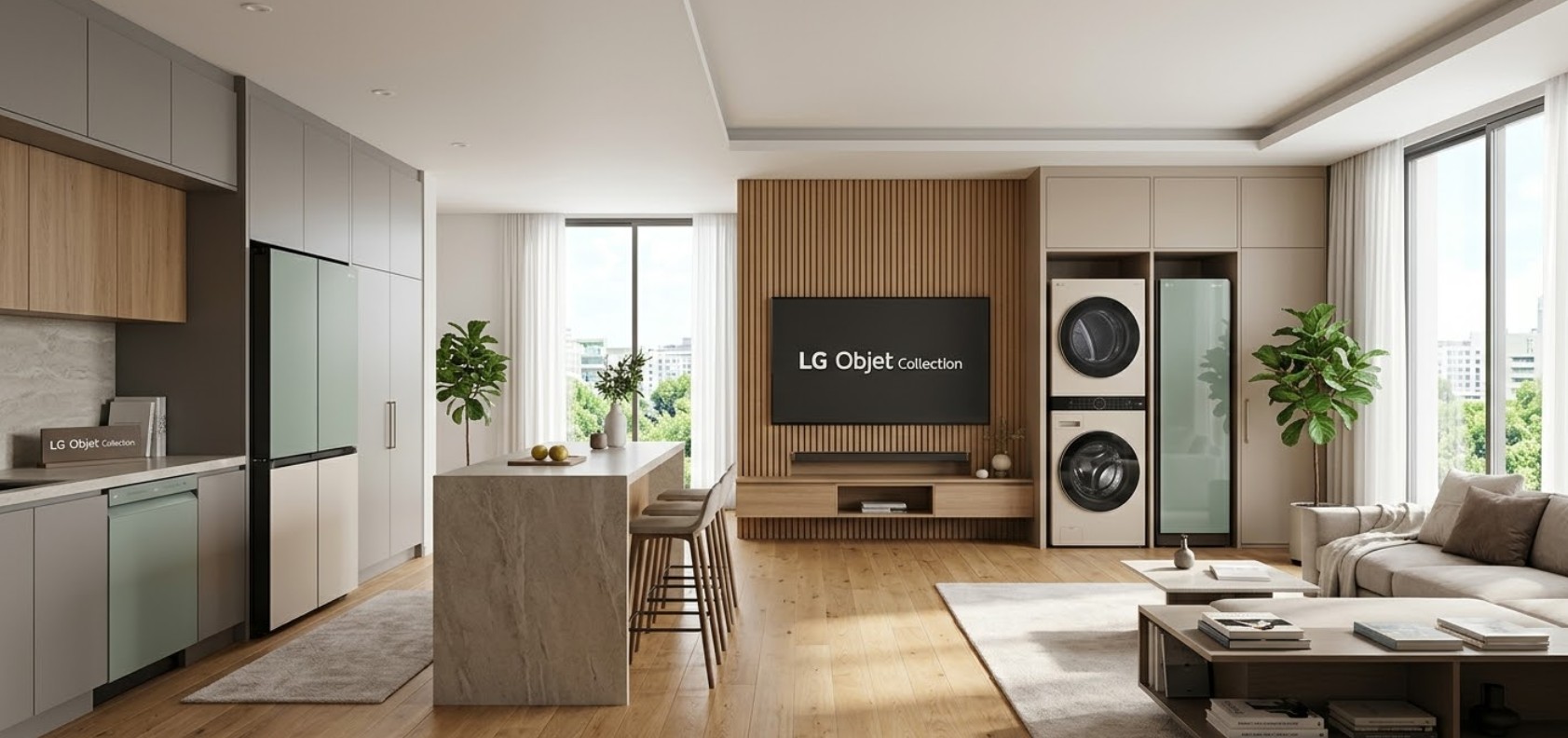 lg 가전 구독으로 거실이 세팅된 모습