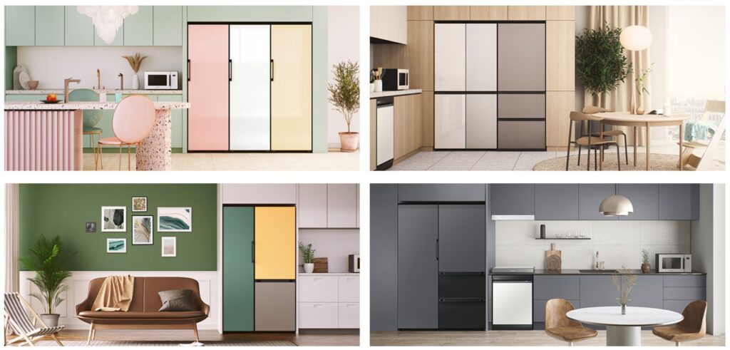 사용자의 취향에 따라 패널을 교체할 수 있는 비스포크 냉장고 렌탈 모듈형 디자인 특장점 설명