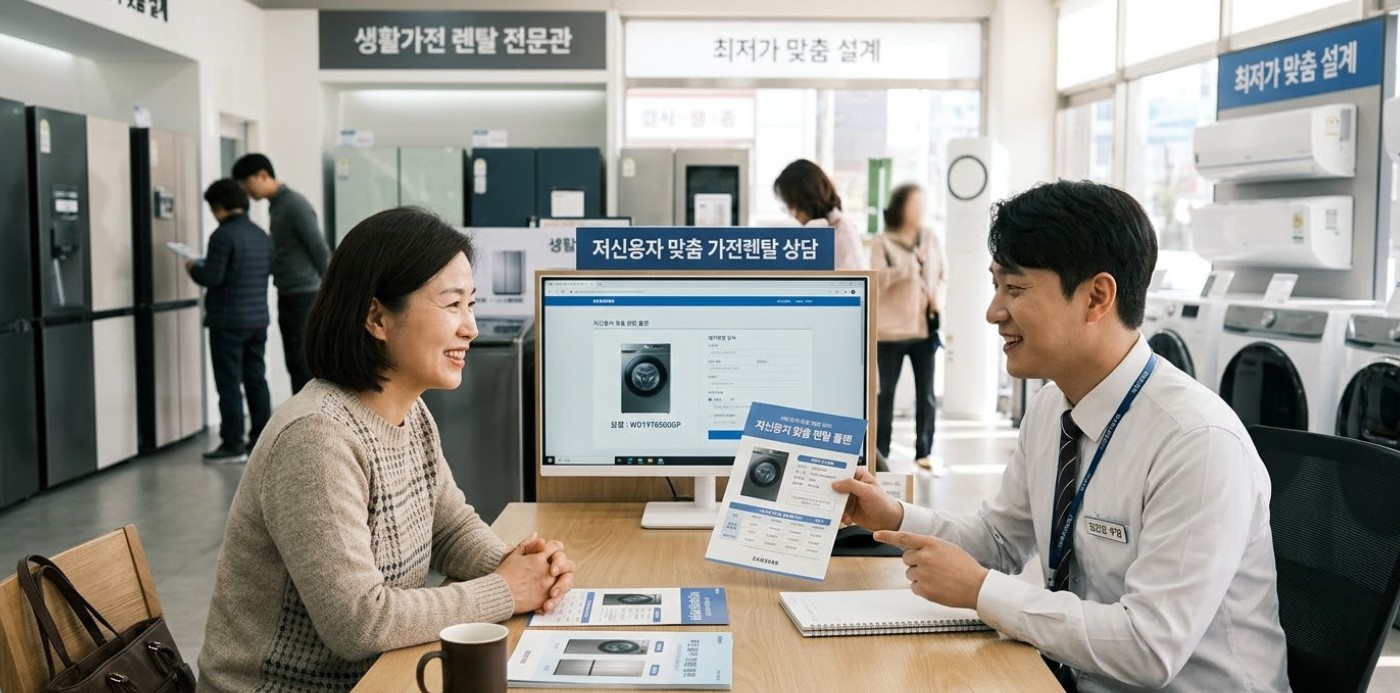 저신용자 가전렌탈 성공 후 행복해하는 가족들의 모습