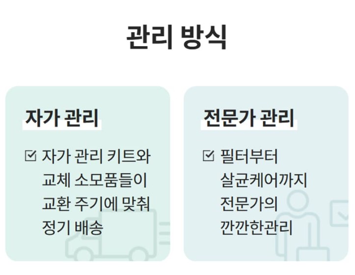 필터를 직접 교체하는 간편한 자가 관리 설명 이미지