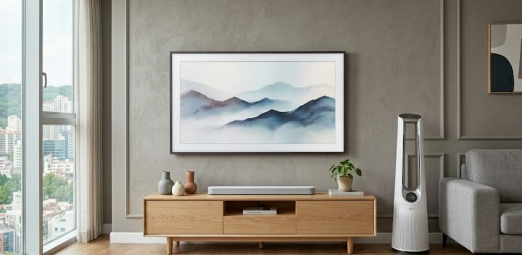 초기 비용 부담 없이 세련되게 거실을 꾸민 광주 가전제품 렌탈 설치 풍경