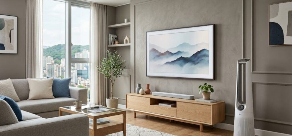 초기 비용 부담 없이 세련되게 거실을 꾸민 목포 가전제품 렌탈 설치 풍경