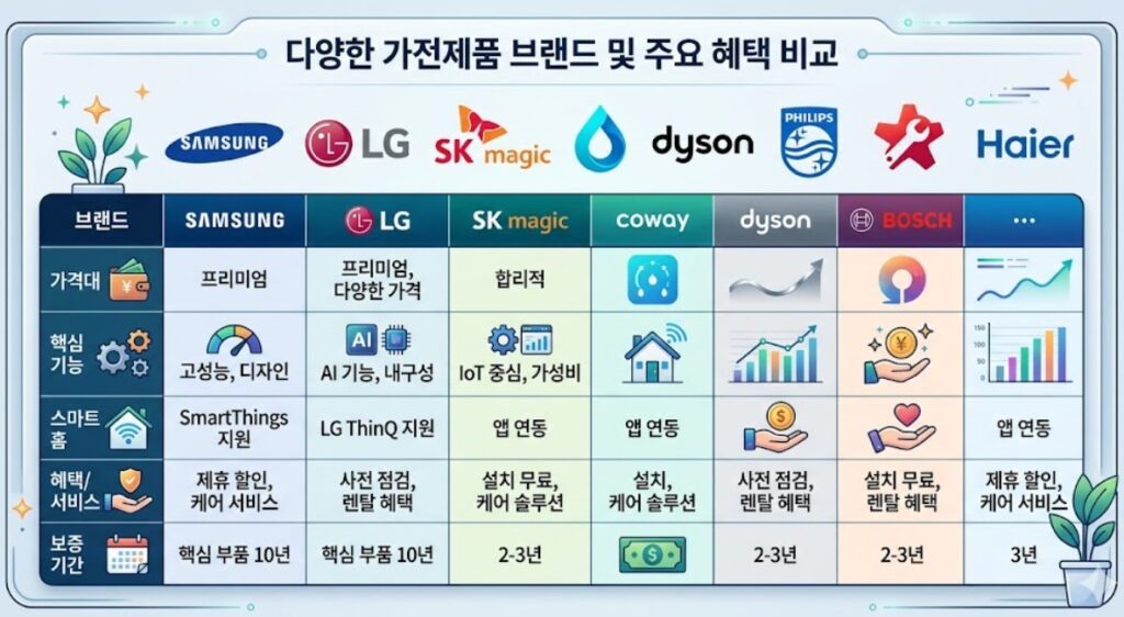 내 생활 패턴에 맞춰 브랜드별 혜택을 비교하는 목포 가전제품 렌탈 가이드