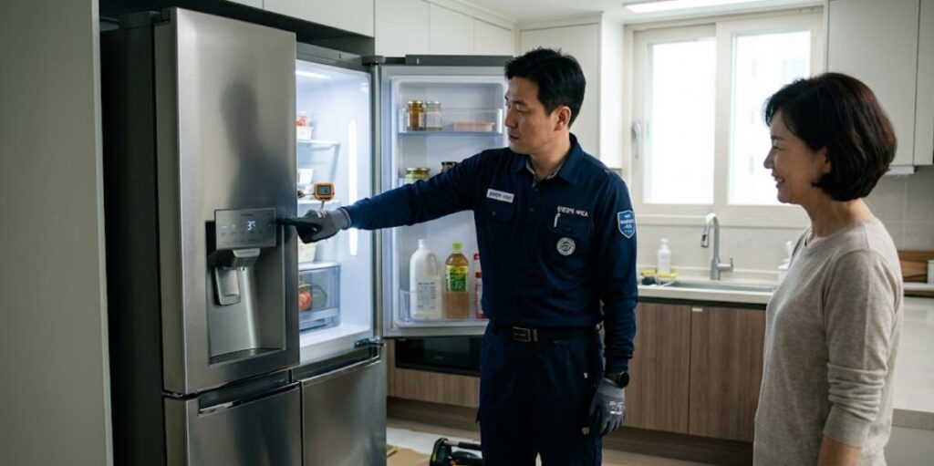 전주 삼성 냉장고 RS84DG5022B4 렌탈 설치 후 꼼꼼한 최종 점검 완료