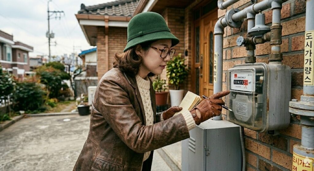 이사 공과금 정산 5가지 필수 체크 중 도시가스 계량기 확인 모습
