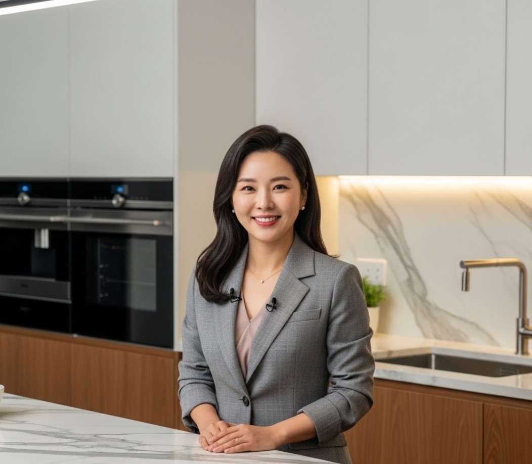 잘세팅된 가전제품 이 있는 주방