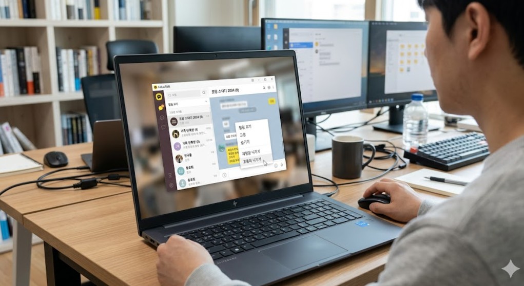 카카오톡 단톡방 조용히 나가기 컴퓨터 버전에서 설정하는 화면