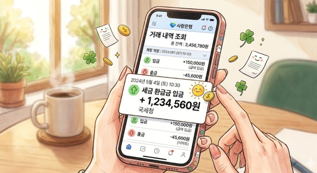 종합소득세 신고 기간 이후 세금 환급금 입금 완료 확인