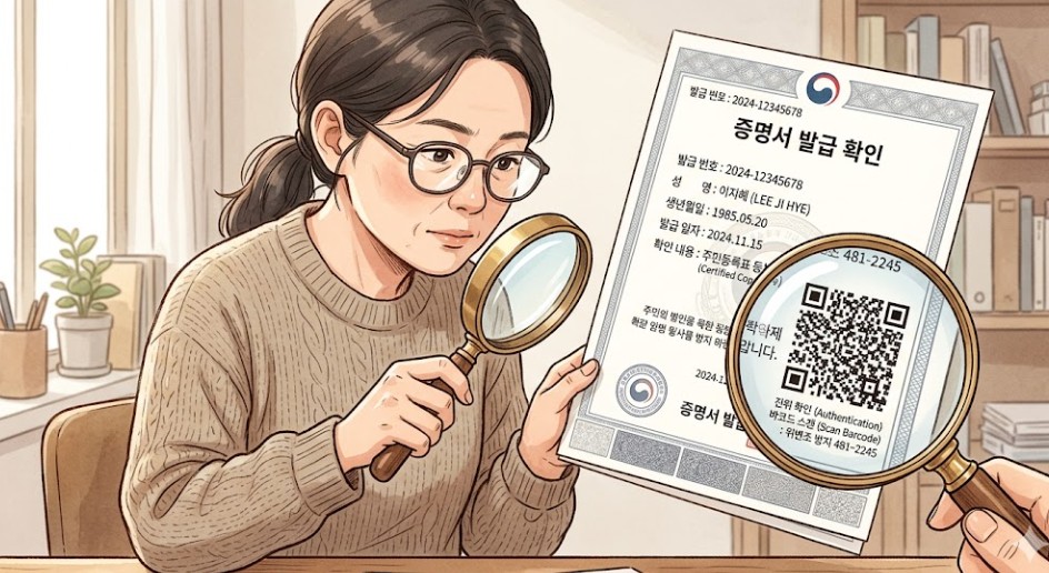 주민등록등본 인터넷 발급 시 주의사항 및 원본 증명 바코드 확인 방법