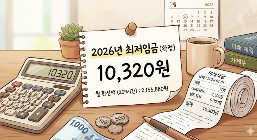 2026년 최저임금 10320원 적용 주휴수당 지급조건 계산 방법
