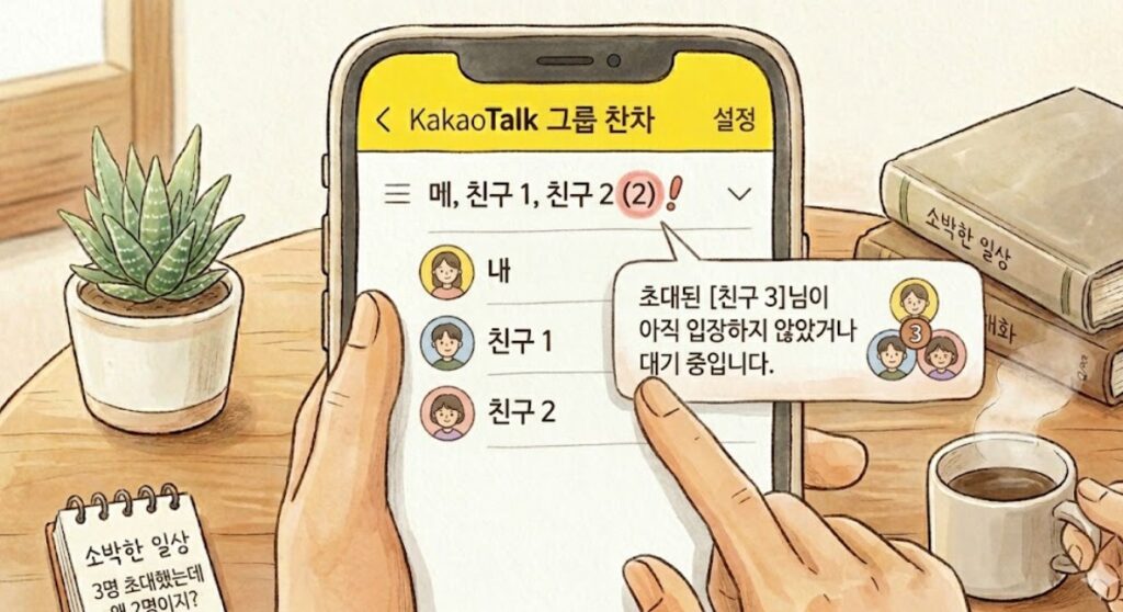 그룹 채팅방 인원수로 알아보는 카카오톡 차단 확인방법 결과